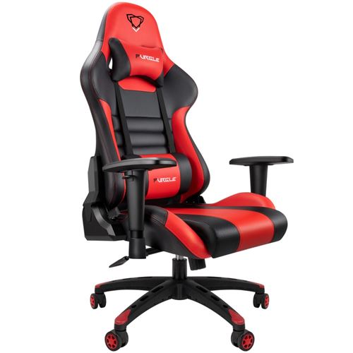 Chaise Gaming -Fauteuil de Bureau Dossier Inclinable avec Coussin,Réglable en Hauteur - Noir et Rouge