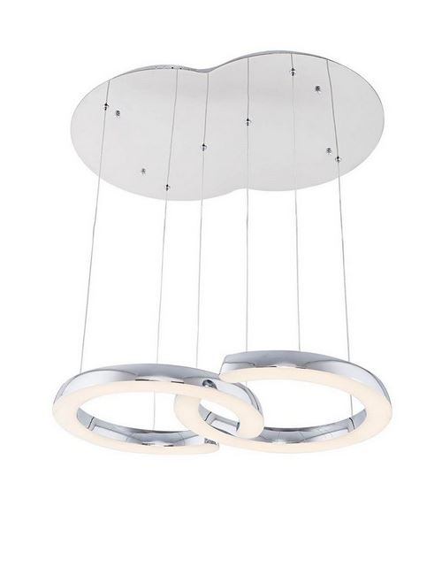 HOMEMANIA Lampe à Suspension Ring Chandelier - de Plafond - Chrome en Métal, 45 x 45 x 8 cm, 1 x Bande de LED, 24W, 5040LM, 3000K Lumière Blanc Naturel