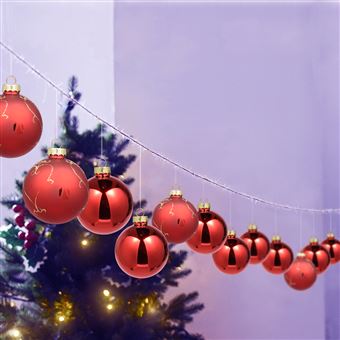 3 Sur Verre Rouge Boules En Verre Peint A La Main Pour Cadeau De Noel 12 Boules Suspendues Parfait Pour La Decoration De Sapin De Noel Achat Prix Fnac
