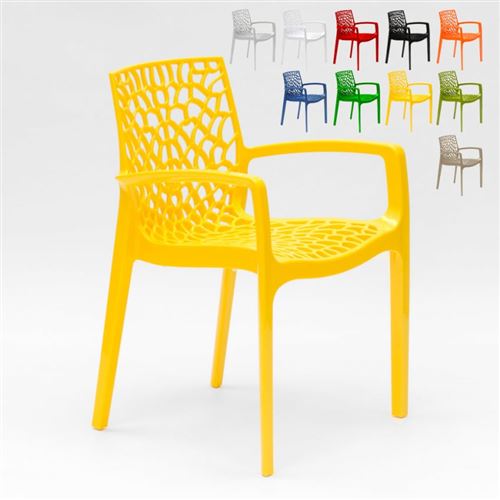 Grand Soleil - 22 Chaises Gruvyer ARM Grand Soleil accoudoirs polypropylène brillant offre stock, Couleur: Jaune