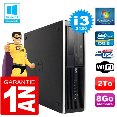 Pc hp compaq 8300 sff core i3-2120 ram 8go disque 2 to graveur dvd wifi w7