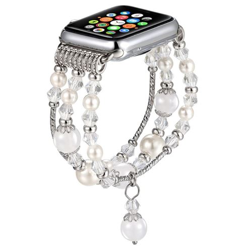 Bracelet en TPU perles agate de perles blanc pour votre Apple Watch 3/2/1 42mm