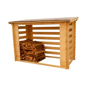 Abri range-bûches fermé et esthétique 1.90 m² avec structure de bois Habrita rb2311 - 1