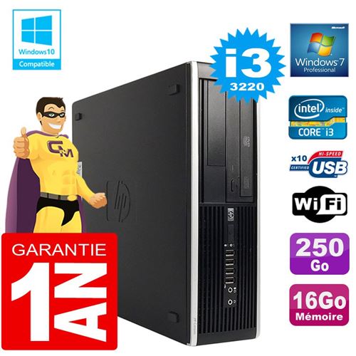 Pc hp compaq 8300 sff core i3-3220 ram 16go disque 250 go graveur dvd wifi w7