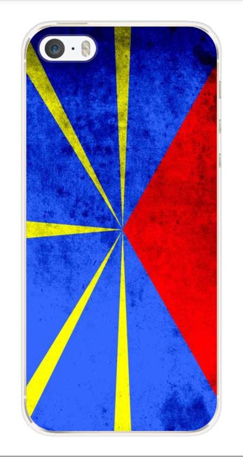 Coque en silicone imprimée compatible iPhone 5 iPhone 5S Drapeau La Réunion