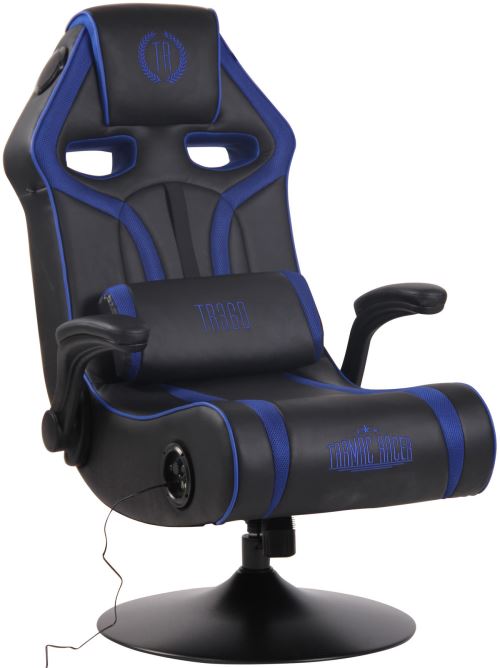 Chaise Gaming Sonore Multimédia pivotante Sonoma Hauts-parleurs Port USB Caisson de basse intégrés - Couleur Noir/Bleu