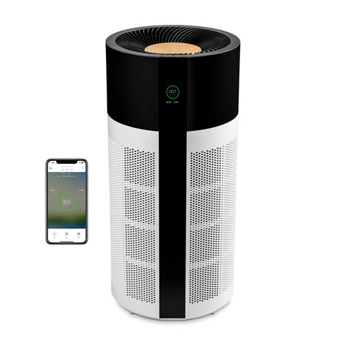 Purificateur d'Air Intelligent Duux Tube Blanc/Noir | 550m³/h CADR | Max. 100m² | Filtre HEPA + Filtre à Charbon Actif | Mode Nuit | Ionisateur | Wi-fi + Appli