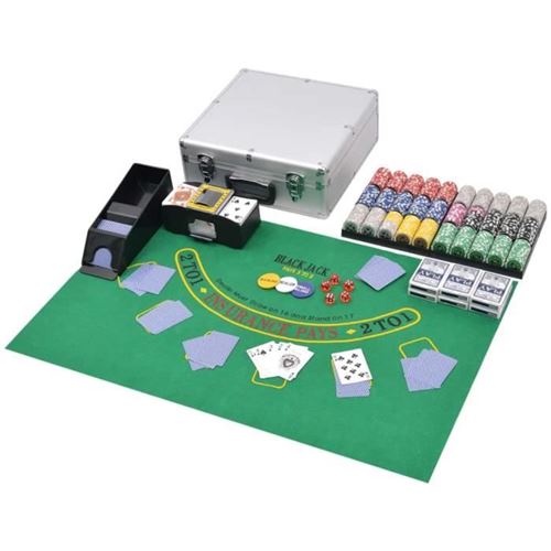 Vidaxl Multicolore Jeu De Poker/Blackjack Mixte Avec 600 Jetons Laser Aluminium
