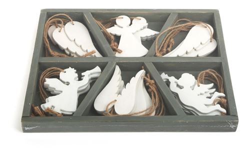 Small Foot décorations d'ange de bois blanc 18 pièces 24 x 19 cm