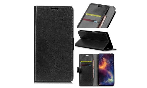 Etui type portefeuille noir Wiko Harry-2 rabat latéral fonction stand