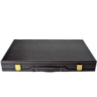Coffret De Backgammon Vintage En Similicuir Noir - Avec Pions Et Dés - Occasion