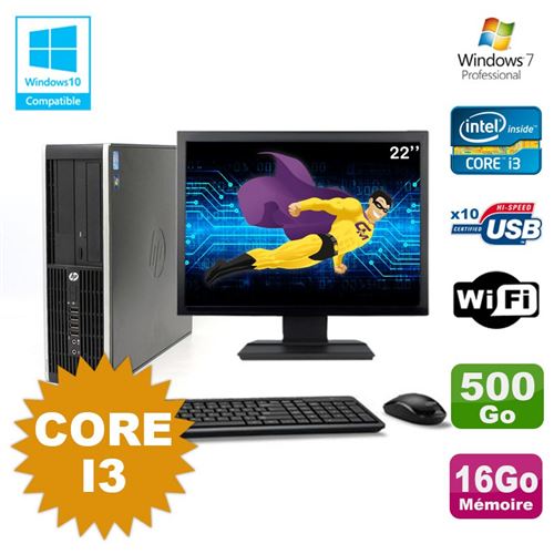 Pc hp compaq 6200 pro sff core i3 3.1ghz 16go 500go dvd wifi w7 ecran 22  - Hewlett-Packard reconditionné disponible sur Fnac