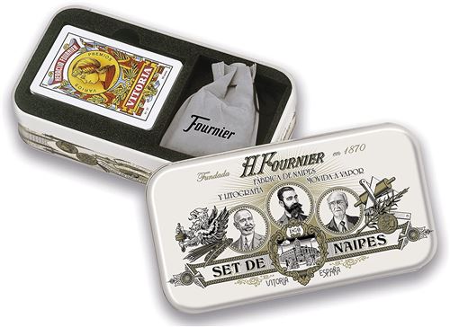 Fournier 1039149 Coffret Mus Boîte Métallique Coffret Cadeau de Baraja Espagnole et Abracos Multicolore