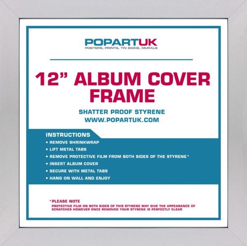 Cadre 36 x 36 cm en bois argenté pour pochette d'album vinyle LP 12 po