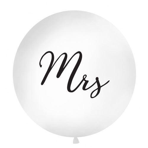 ballon latex géant 1m blanc mrs noir