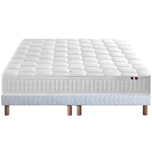 Ensemble matelas ressorts sommier blanc 160x200