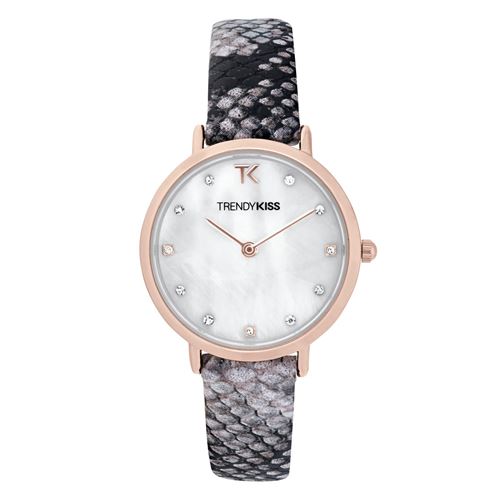 TRENDY KISS Montre analogique bracelet cuir imprimé serpent MIA Beige