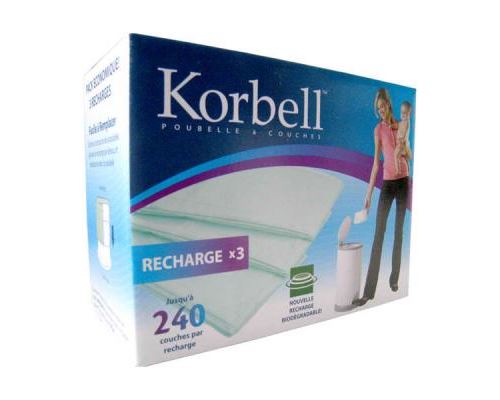 Recharges à couches x3 pour poubelle 15l korbell