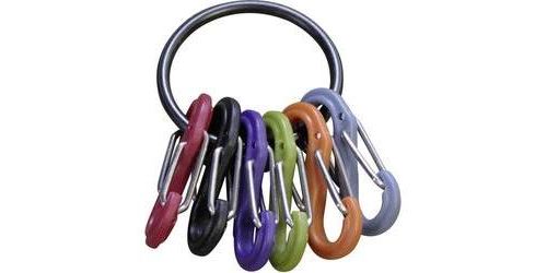 Porte-clés noir avec 6 mousquetons de couleurs différentes NITE Ize