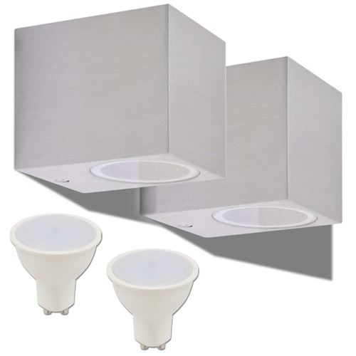 vidaXL LED-wandlamp tuin neerwaarts vierkant 2 st