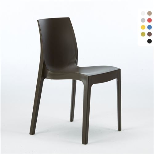 Grand Soleil - Chaise en polypropylène empilable Salle à Manger café bar Rome Grand Soleil, Couleur: Marron