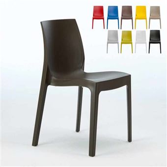 Grand Soleil - Chaise en polypropylène empilable Salle à Manger café bar Rome Grand Soleil, Couleur: Marron - 1