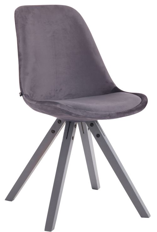 Chaise Toulouse en velours / Piétement carré , Gris foncé/Gris