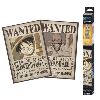 Abystyle One Piece Set 2 Chibi Posters Wanted Luffy Ace 52x35 Poster Affiche Enroule Top Prix Fnac