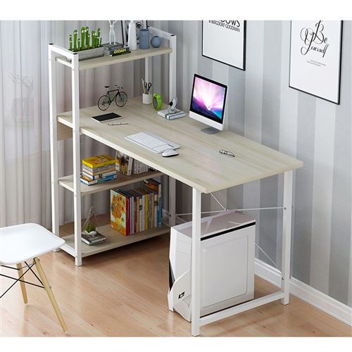 Bureau d'ordinateur Mrosaa avec étagère 4 niveaux 120*56*110cm
