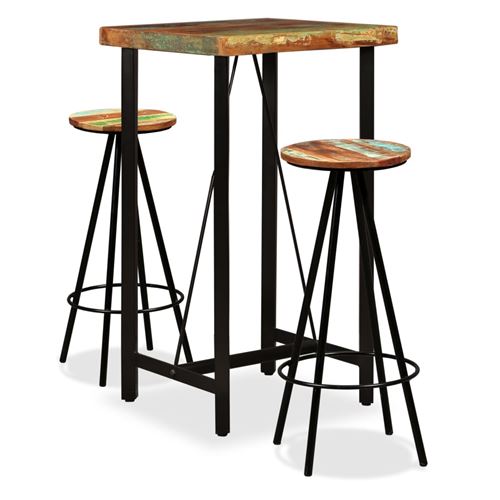 Vidaxl ensemble de bar 3 pcs bois de r&eacute;cup&eacute;ration massif 275140