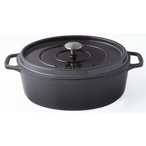 Invicta cocotte ovale - 27 cm - gris taupe - fonte émaillée - tous feux dont induction puv403277