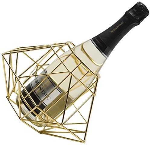 Ludi-vin porte bouteille diamant finition dore métal doré 26 x 26 x 16,5 cm