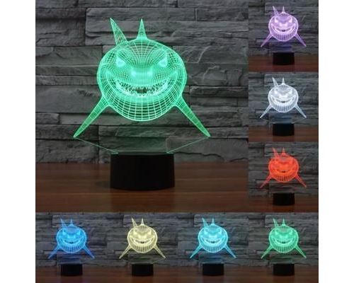 Lampe Décorative 3D Requin Souriant Luminaire LED 7 Couleurs Tactile Abs - YONIS