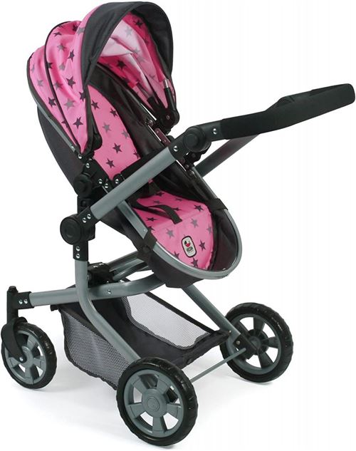 Jouet Fille 4-8 Ans Poupée 52 Cm Poussette Pour Poupée Mika - 2 En 1 Convertible Pour Enfants 4-8 Ans, Style Fleuri Rose, Jusqu'à 52 Cm
