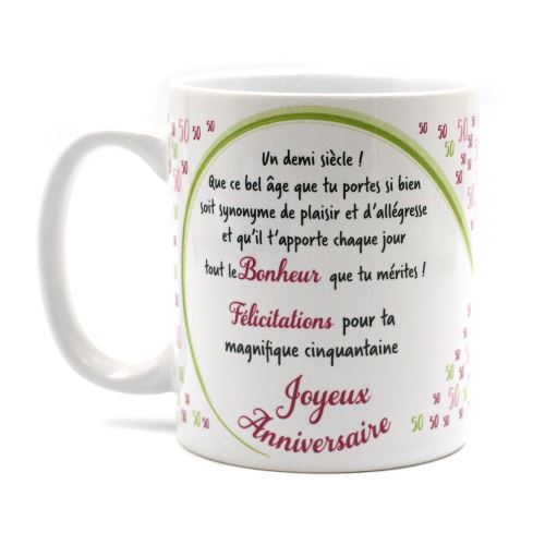 Mug Anniversaire 50 Ans Vert Achat Prix Fnac