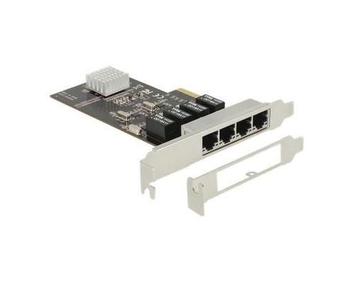 DeLock PCI Express Card > 4 x Gigabit LAN Adaptateur réseau PCIe x4 faible encombrement Gigabit Ethernet x 4
