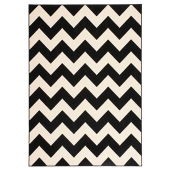 Tapis Géométrique à Poils Courts "Manolya" Noir 120 x 170 cm - 1