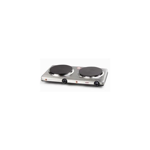 Plaque électrique en fonte de haute qualité - Inox 2 feux 1500W + 1500W - Diamètre 18,5cm x 2 - Thermostat réglable 6 positions
