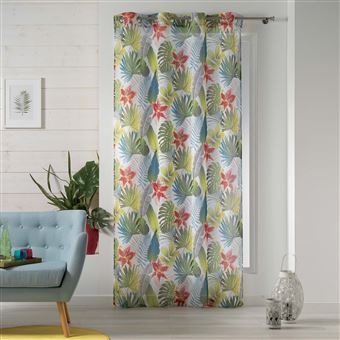 Voilage A œillets Pret A Poser 140 X 240 Cm Voile Sable Imprime Tropical Flower Achat Prix Fnac