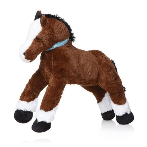 Peluche Cheval allongé - 120 cm - brun foncé