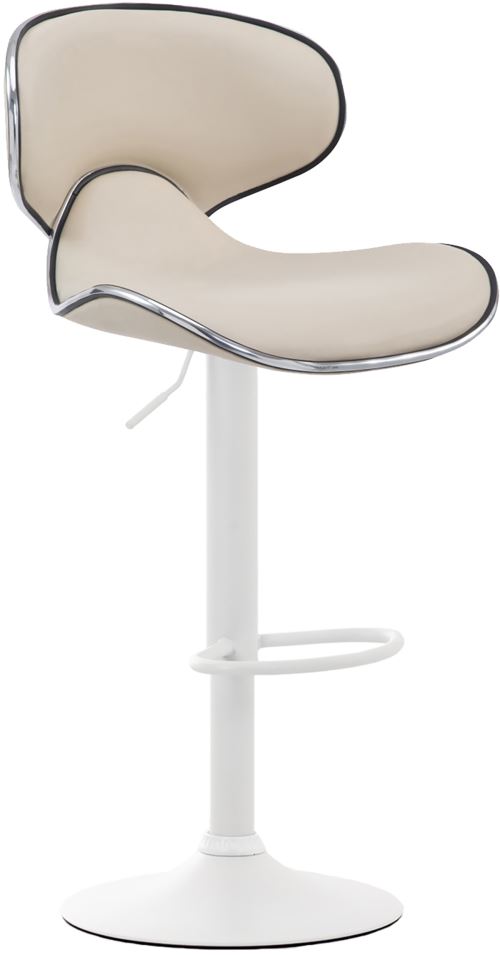 Tabouret de Bar Las Vegas V2 en Similicuir - Réglable en hauteur Pivotant - Piètement trompette Blanc - Couleur Crème