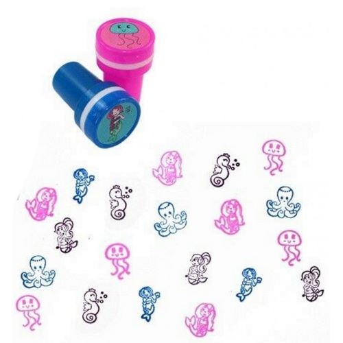 lot 6 tampons sirene 3 x 2.5 cm scolaire anniversaire encre papeterie