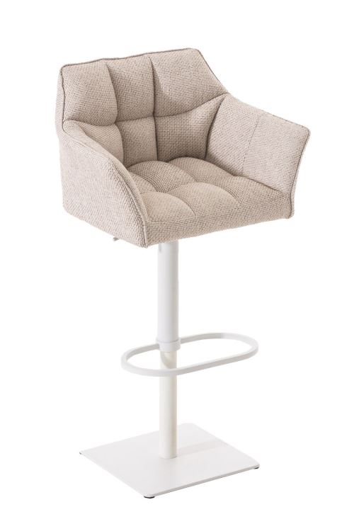 CLP Tabouret de bar Damaso en Tissu , Ivoire/Blanc