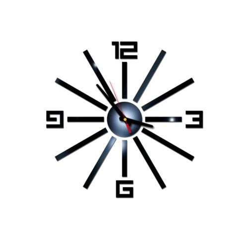Nombres 3D Diy Romain Mur Acrylique Miroir Autocollant Horloge Décoration Intérieure Stickers Mural Noir PL648