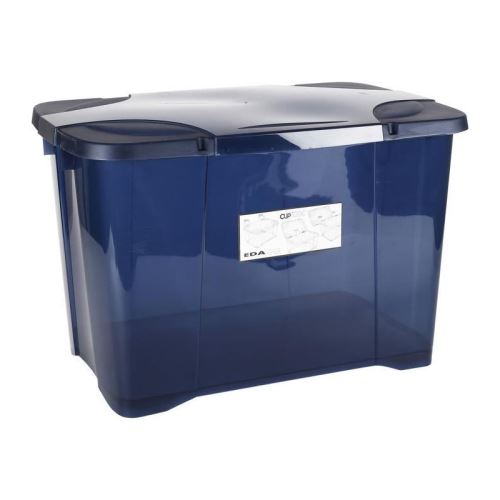 eda plastique boîte de rangement clip'box 60 l - bleu couvercle avec charniere - 60 x 40 x 40 cm