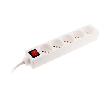 Zenitech - Bloc 5 prises + interrupteur + fiche extraplate 1m - 1