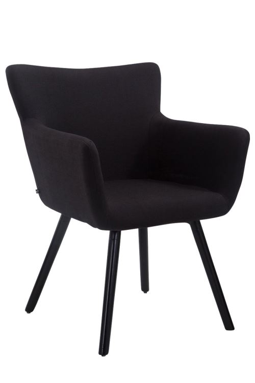 Chaise visiteur Antwerpen tissu - Pieds Noir - Siège Noir