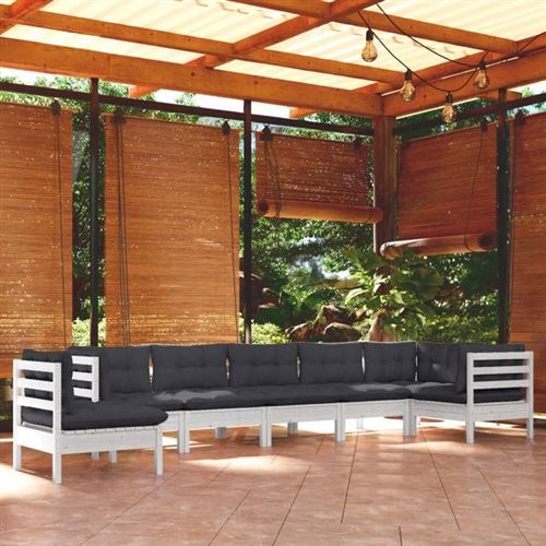 Non Communiqué Blanc Salon De Jardin Modulable Vidaxl 8 Pieces 8 Personnes Gris 63.5 X 60 X 62.5 Cm Bois
