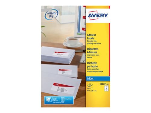 Avery J8163 - Blanc - 38.1 X 99.1 Mm 210 Unités (15 Feuille(S) X 14) Étiquettes Adresses