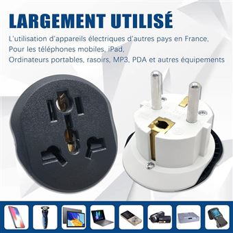 Adaptateur De Voyage - Prise UK/USA Vers Europe/France - Universel Et Compact